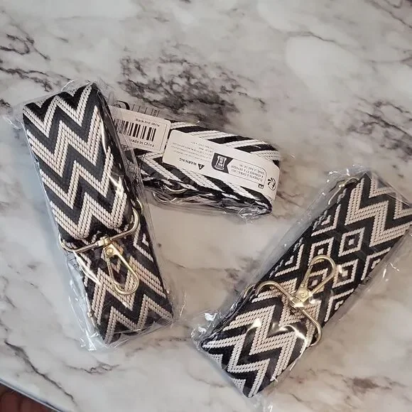 Shoulder Bag Strap Adjustable Replacement Accessory Black and White or Beige - Picture 4 of 12